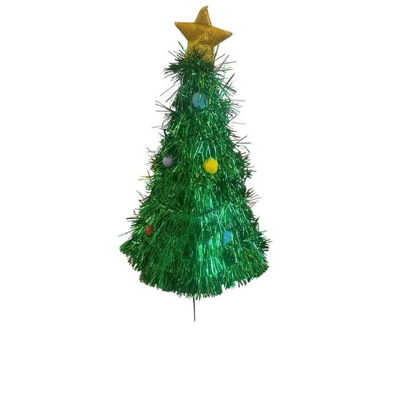LAST ONE!!! Christmas Tree Novelty Party Hat Green Tinsel Star Topper Adult - Picture 4 of 8